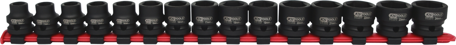 KS Tools 1/2" Sechskant-Kraft-Stecknuss-Satz, extra kurz, 15-tlg