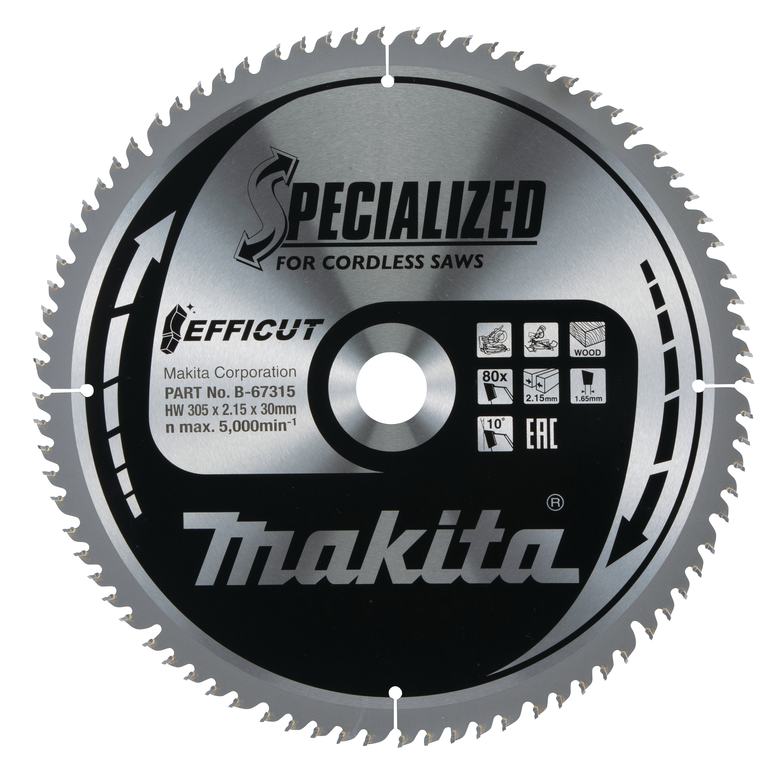 Makita Sägeblatt 305x2,15x30, 80Z EFFICUT, Holz - B-67315