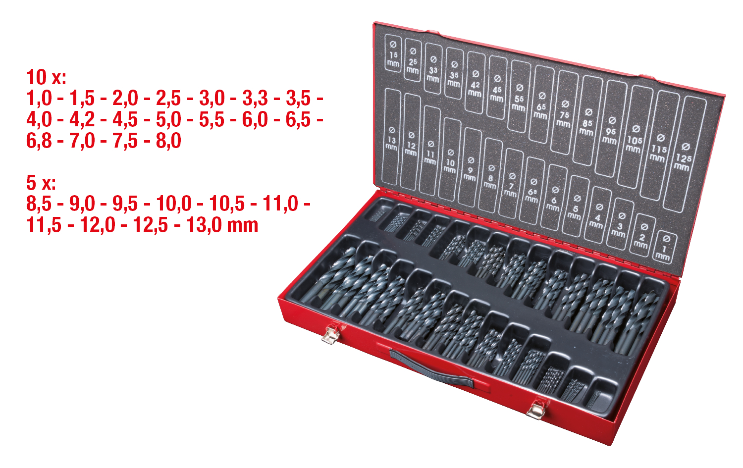 KS Tools HSS-R Spiralbohrer-Satz, 230-tlg, 1-13mm