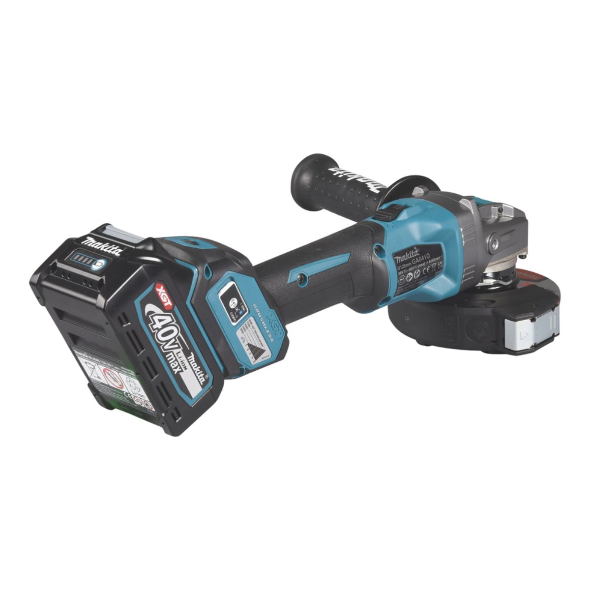 Makita Akku-Winkelschleifer 40V max. / 4,0 Ah, 2 Akkus + Ladegerät im MAKPAC GA041GM201