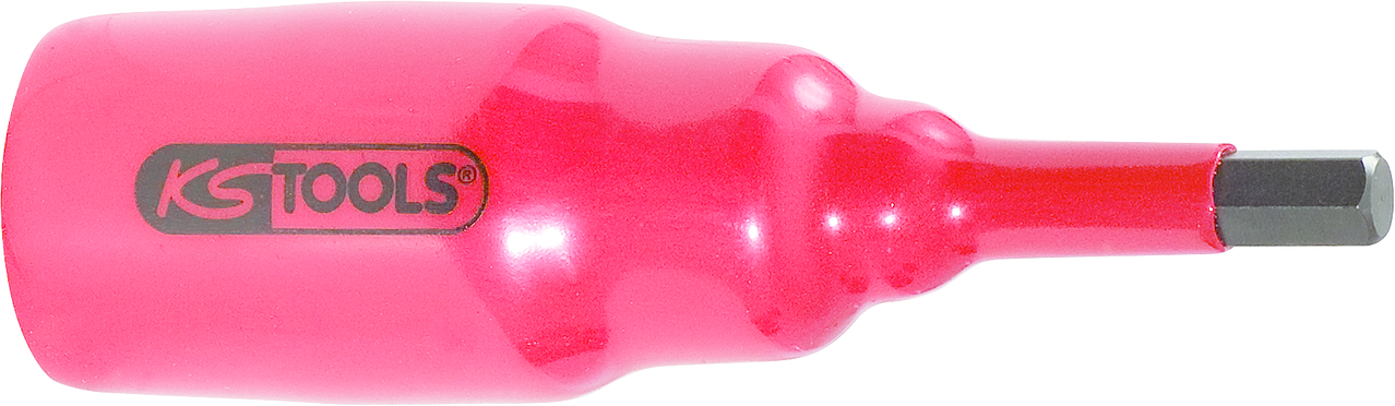 KS Tools 3/8" Bit-Stecknuss mit Schutzisolierung für Innensechskant-Schrauben, kurz