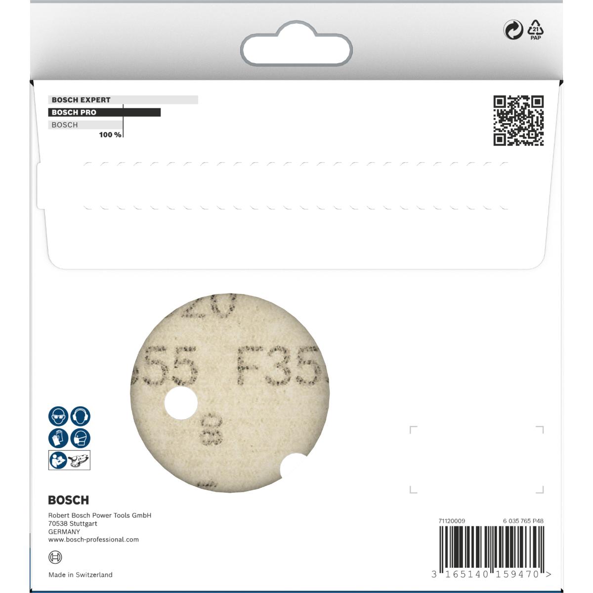 Bosch PRO Schleifblatt F355, 150 mm, 6 Löcher, Klett, 5er-Pack