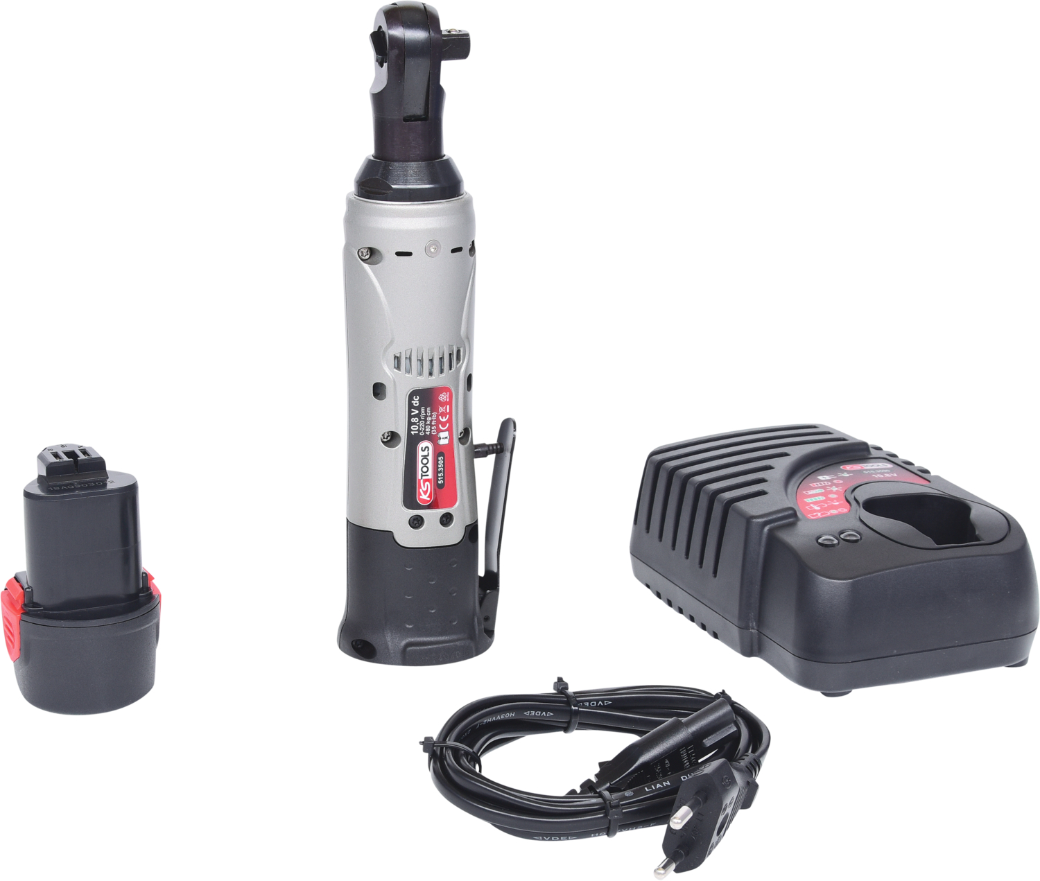 KS Tools 3-8'' Akku-Umschaltknarre, 49Nm, 220 U-min 10,8V, mit 1 Akku und 1 Ladegerät