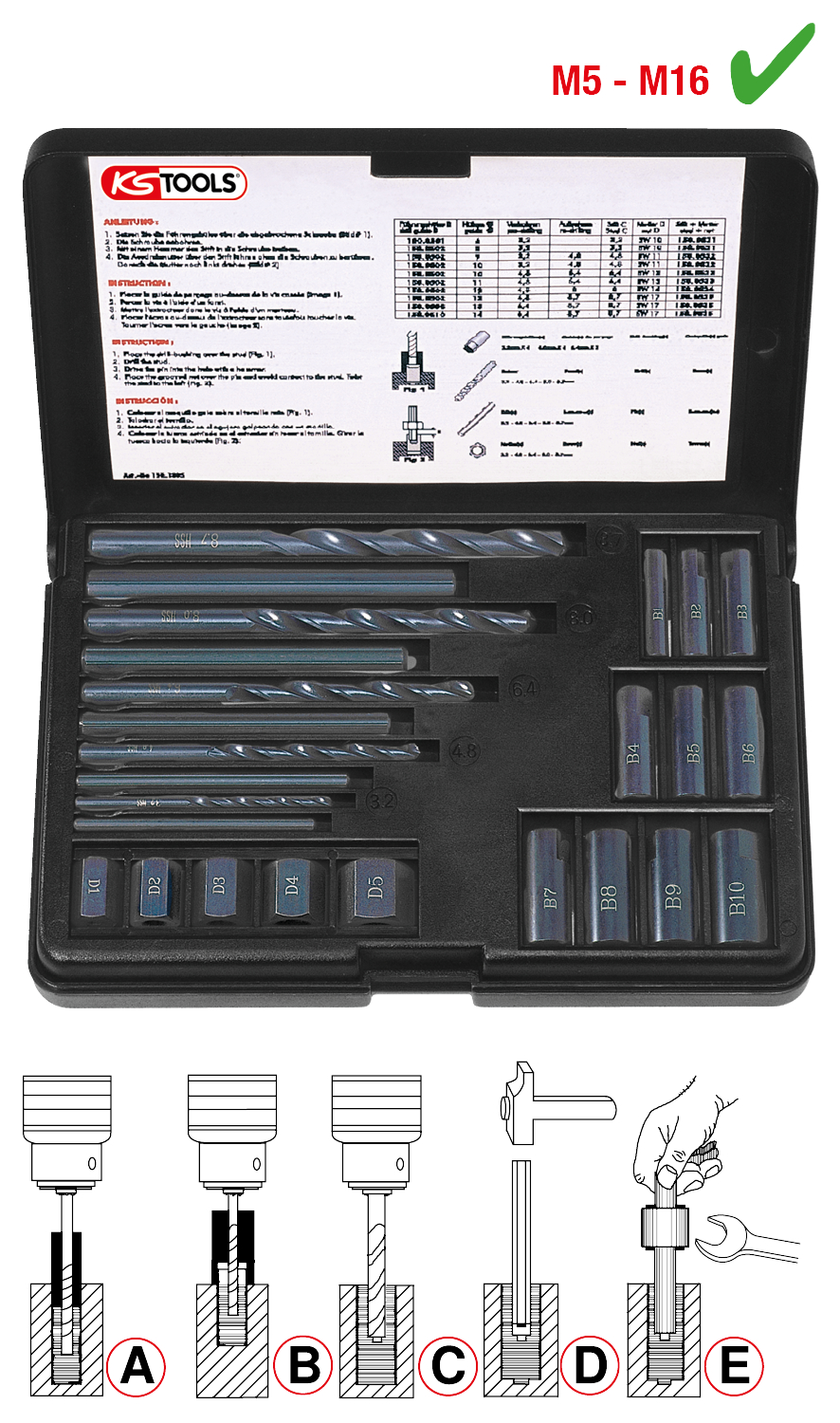 KS Tools Gewindeausdreh-Satz, 25-tlg