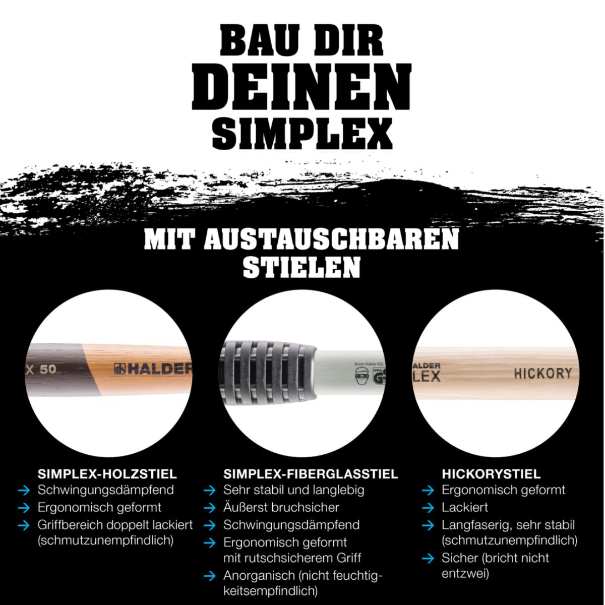 HALDER SIMPLEX - Schonhammer mit TE-Gehäuse und Holzstiel, Superplastik / TPE-soft
