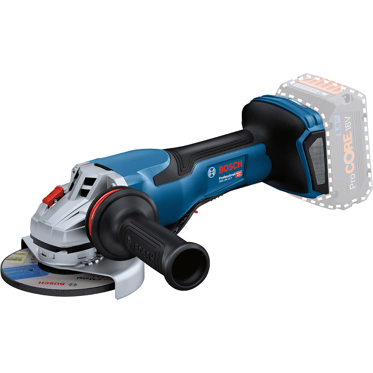 Bosch Akku-Winkelschleifer BITURBO GWS 18V-15 P in L-BOXX 136 mit Zusatzgriff