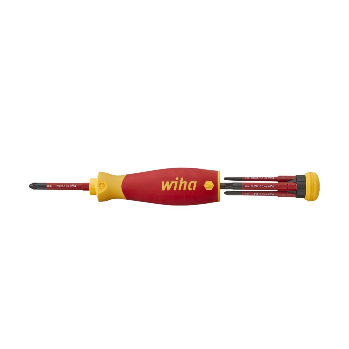 Wiha Schraubendreher mit Bit Magazin PocketMax electric gemischt mit 4 slimBits