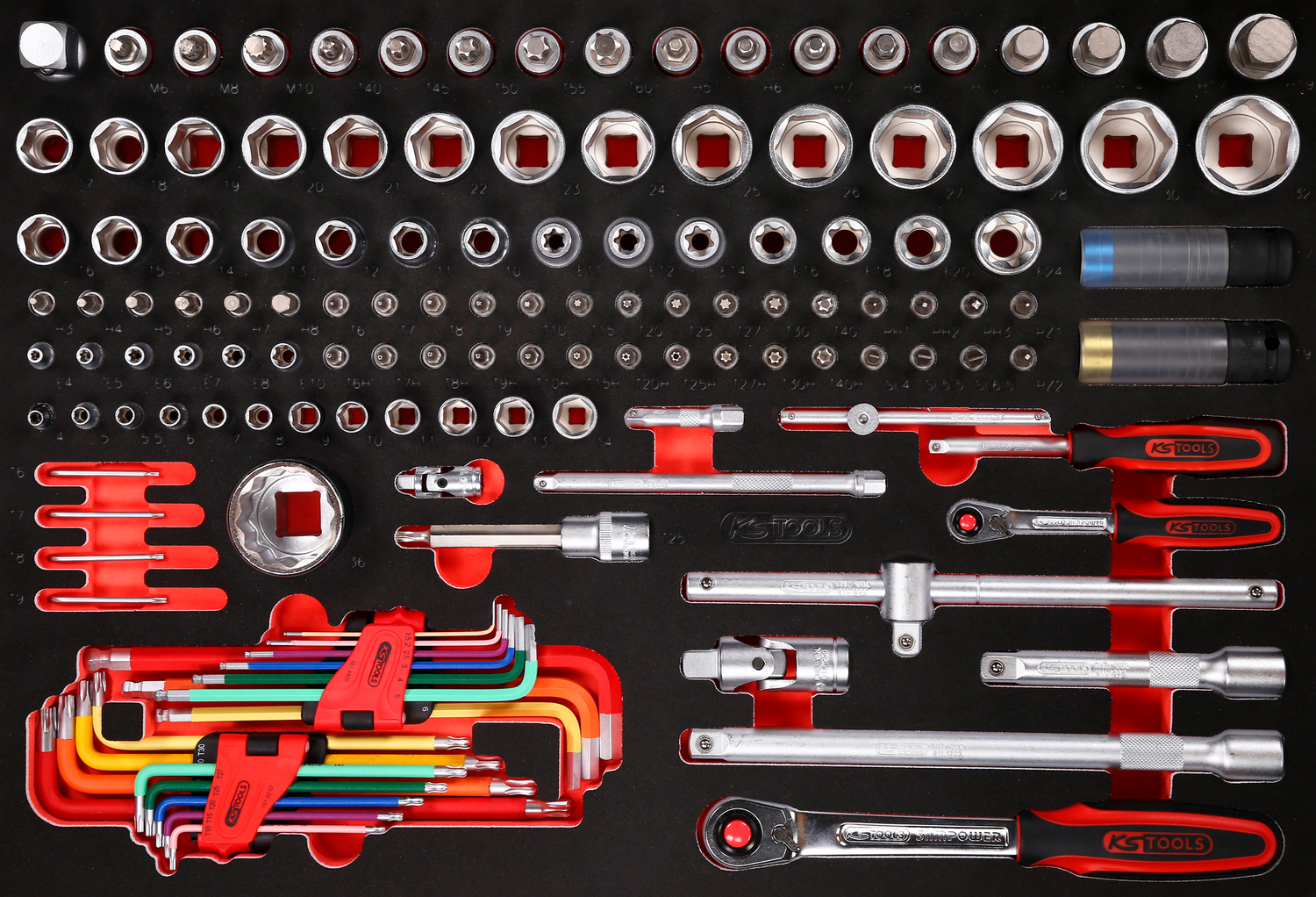 KS Tools 1-4'' + 1-2'' Steckschlüssel-Satz in Schaumstoffeinlage, 137-tlg