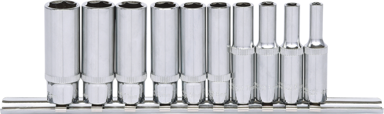 KS Tools 1/4" CHROMEplus Sechskant-Stecknuss-Satz, lang, 10-tlg 4-13mm