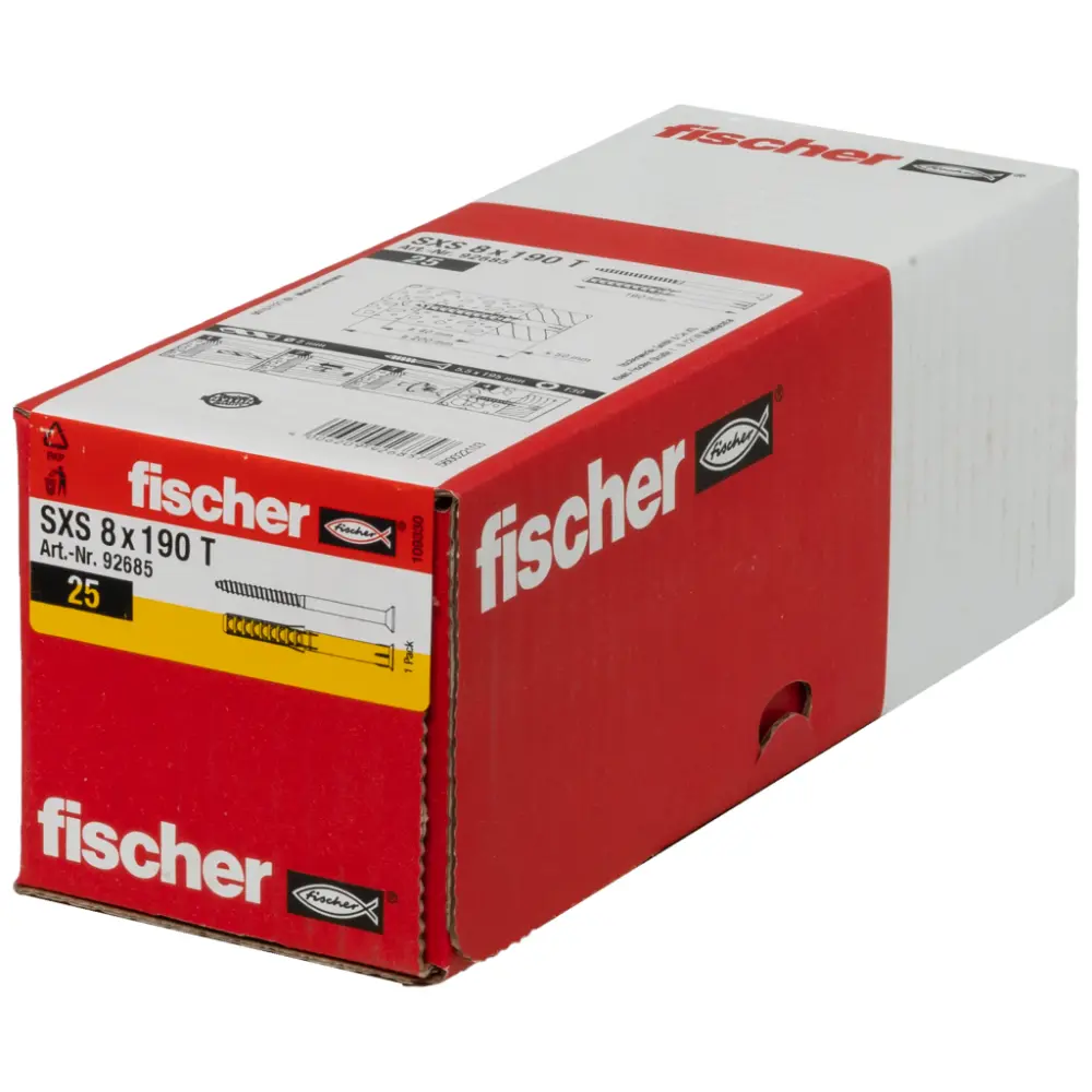 Fischer Langschaftdübel SXS 8x190 T mit Senkkopfschraube