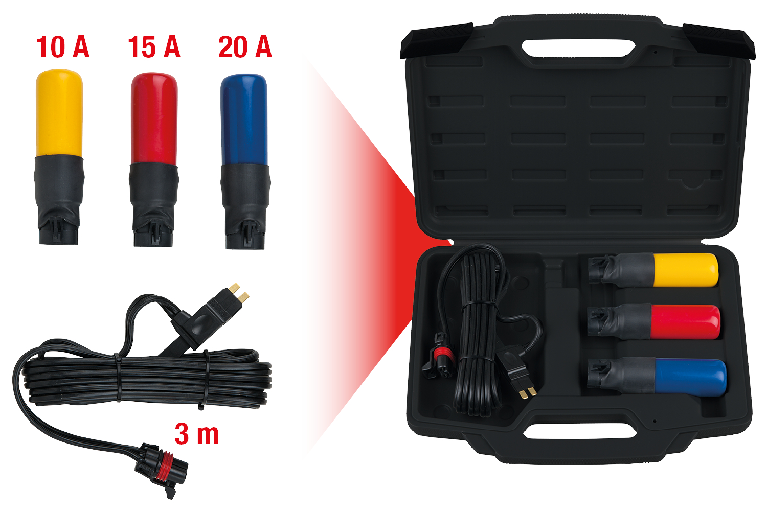 KS Tools Sicherungsautomaten-Satz (10A – 15A – 20A), 4-tlg