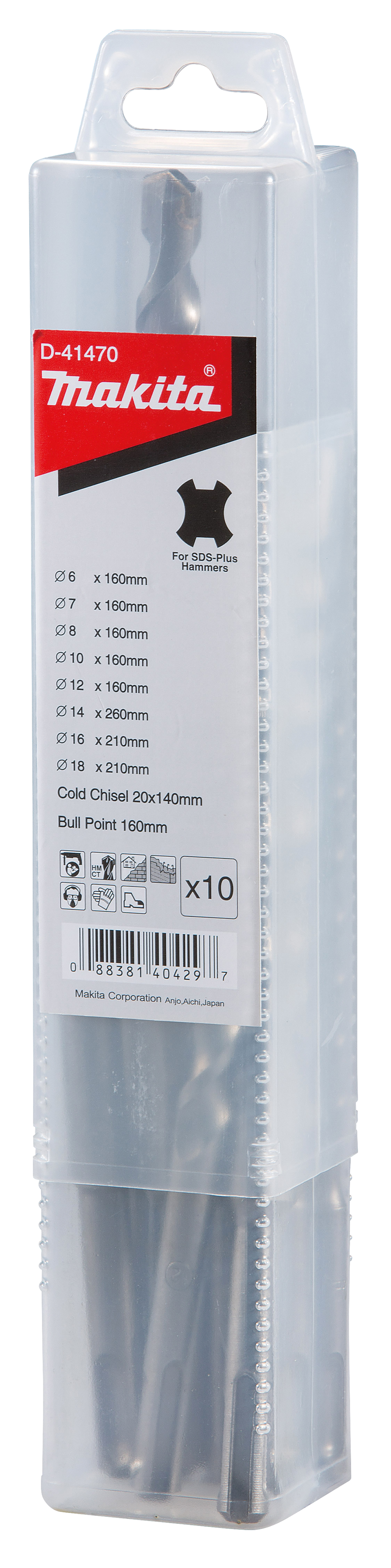 Makita SDS-PLUS Bohrer-Meißel-Set, 10-teilig - SDS-PLUS - D-41470