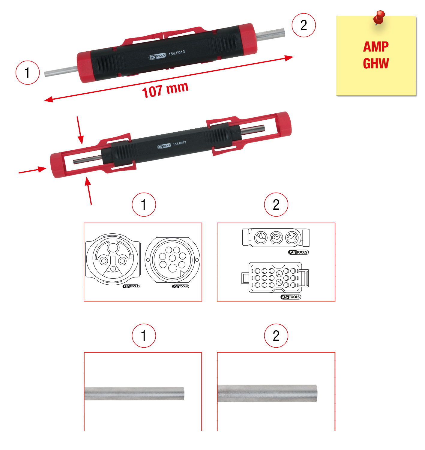 KS Tools Kabel-Entriegelungswerkzeug für Rundstecker und Rundsteckhülsen 1,5 - 3,5mm