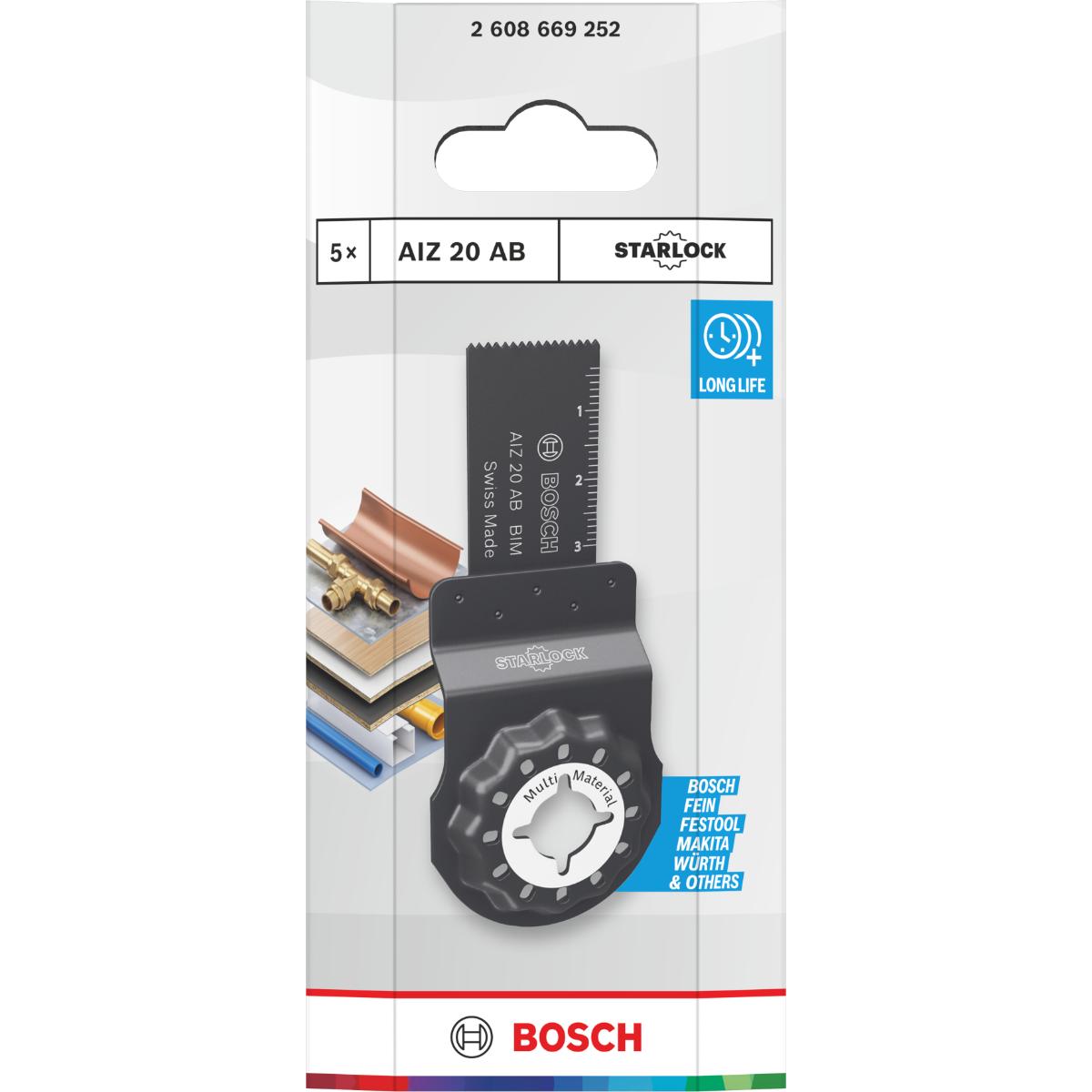Bosch AIZ 20 AB Multi Material Tauchsägeblatt, Starlock, 20 x 30 mm, 5-Stück
