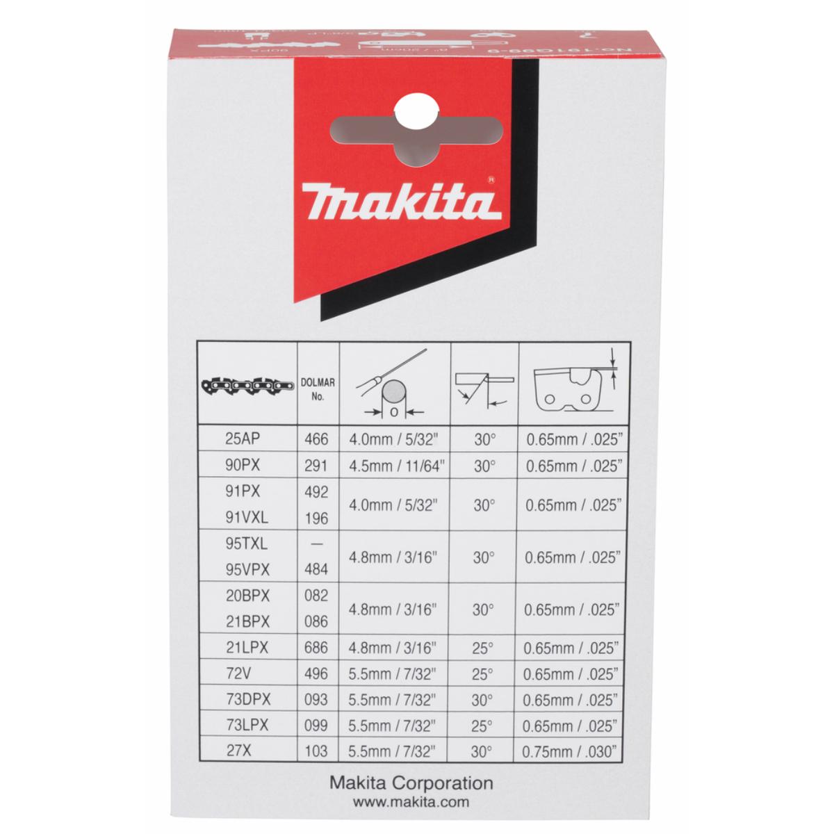 Makita Sägekette 90PX 20cm 33 TG - 1,1 mm - 3/8 Zoll LP - Chamfer Chisel - 191G99-9