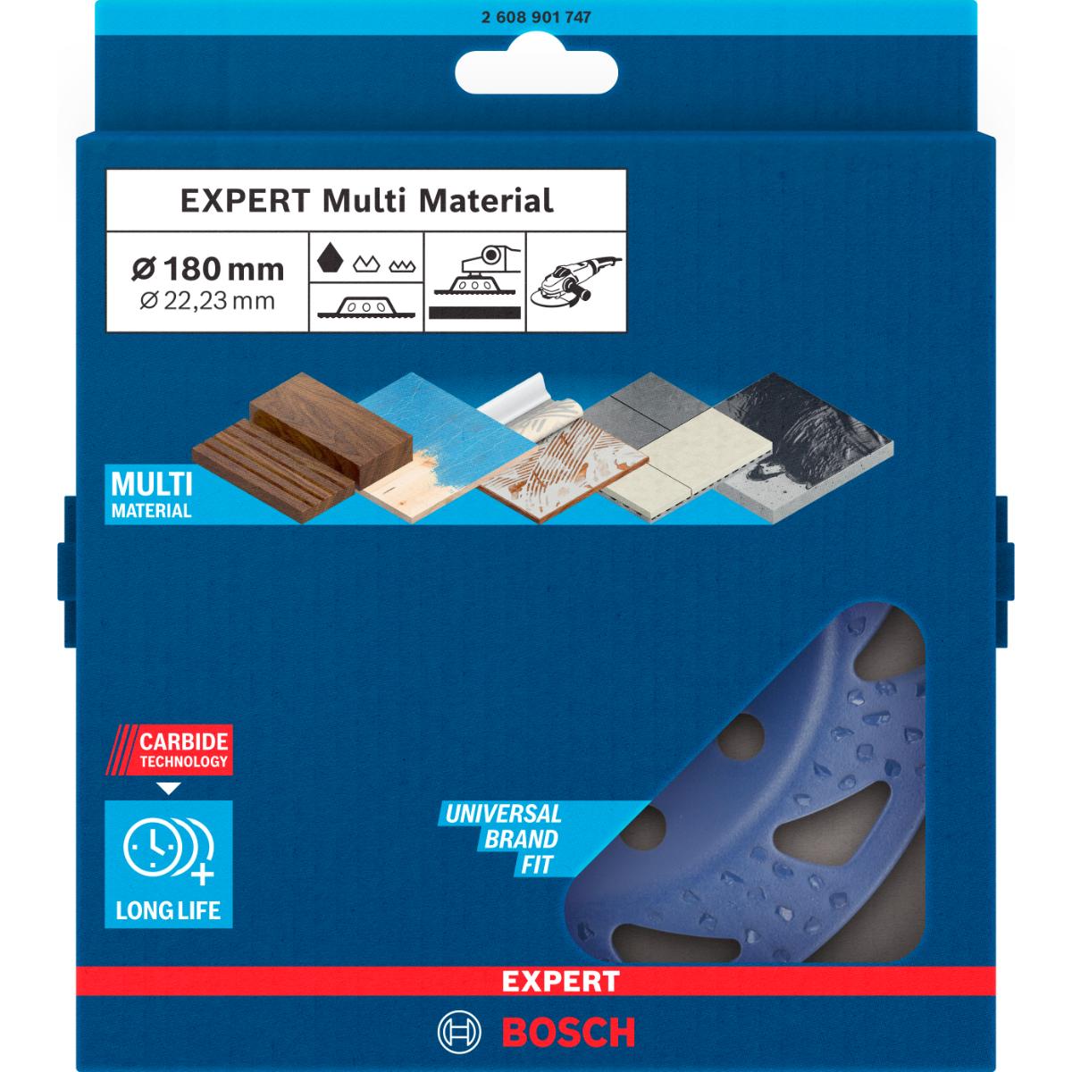 Bosch EXPERT Multi Material Carbide-Topfscheibe grob 180 mm, 22,23 mm
