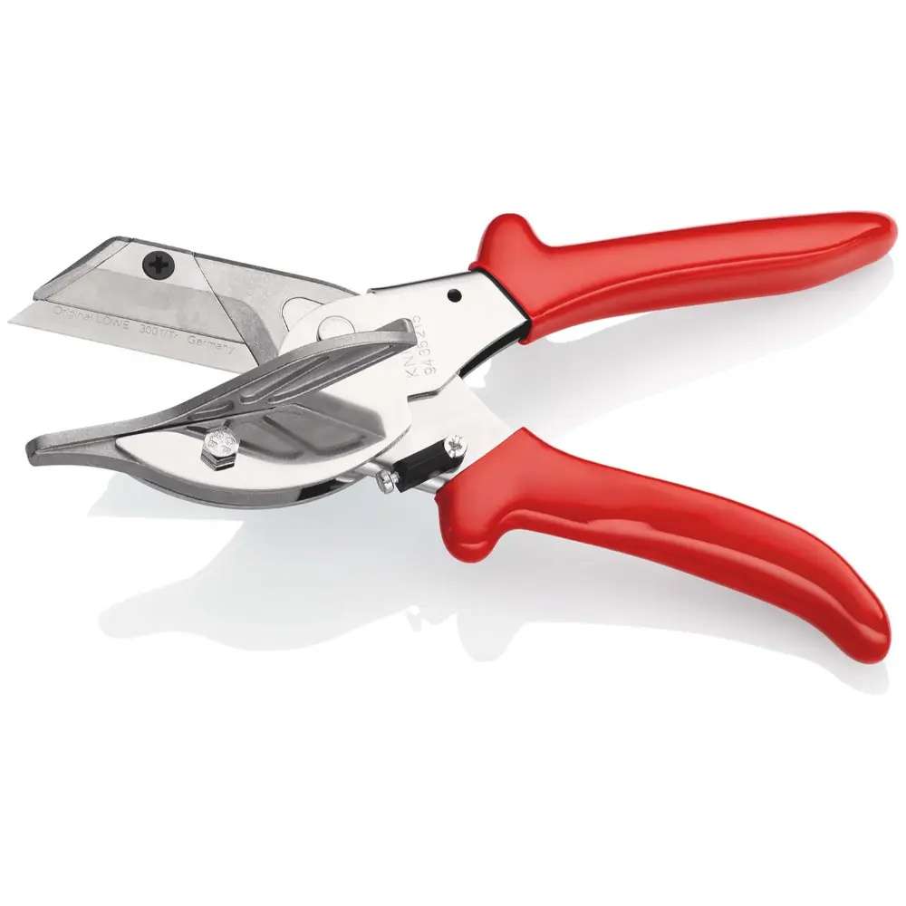 KNIPEX Gehrungsschere für Kunststoff- und Gummiprofile mit Kunststoff-Hüllen verchromt 215 mm