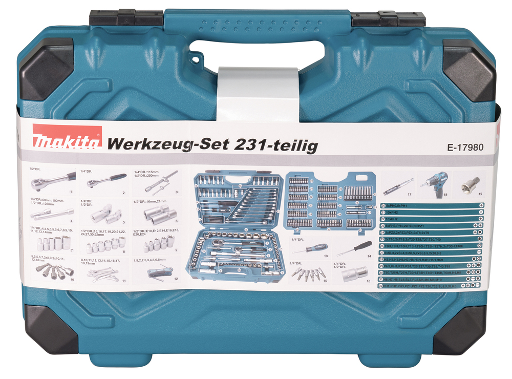 Makita Werkzeug-Set Koffer 231-teilig E-17980