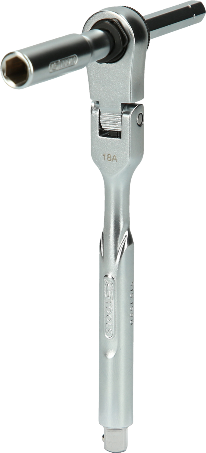 KS Tools 1/4" Bit-Gelenk-Umschaltknarren-Satz mit Steckadapter für Stecknüsse, 3-tlg