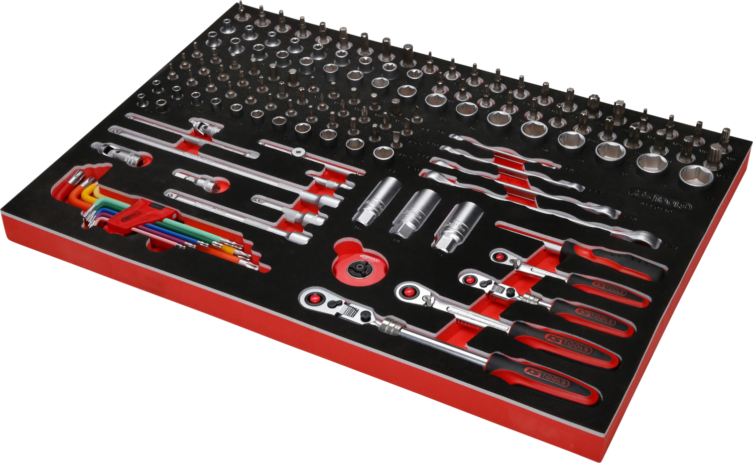 KS Tools 1-4'' + 3-8'' Steckschlüssel-Satz in Schaumstoffeinlage, 140-tlg