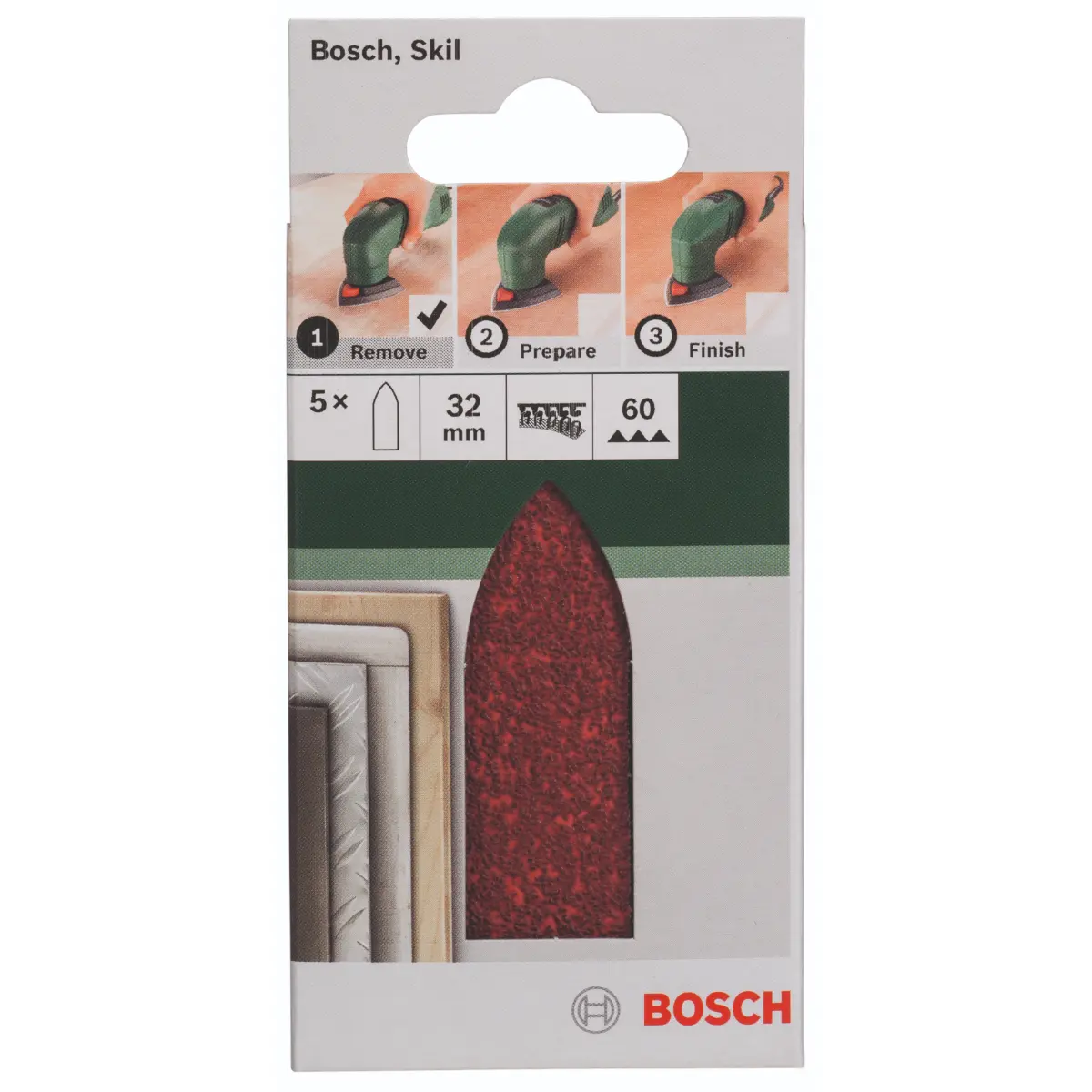 Bosch Schleifblatt-Set für Deltaschleifer, Adapter K=60, 5-tlg.
