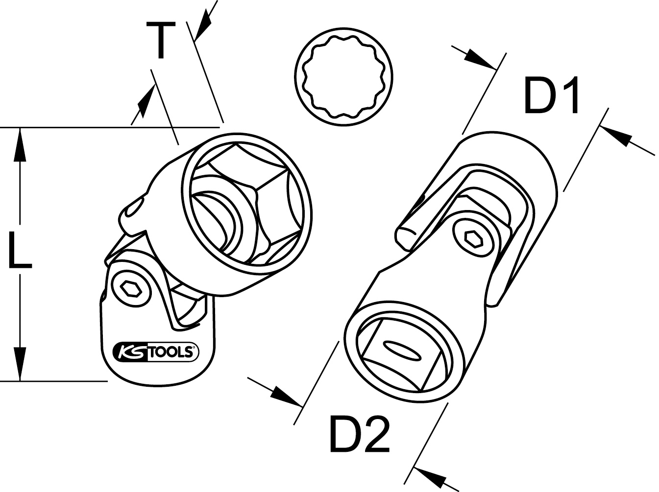 KS Tools 3/8" 12-kant-Stecknuss mit Gelenk für Getriebe