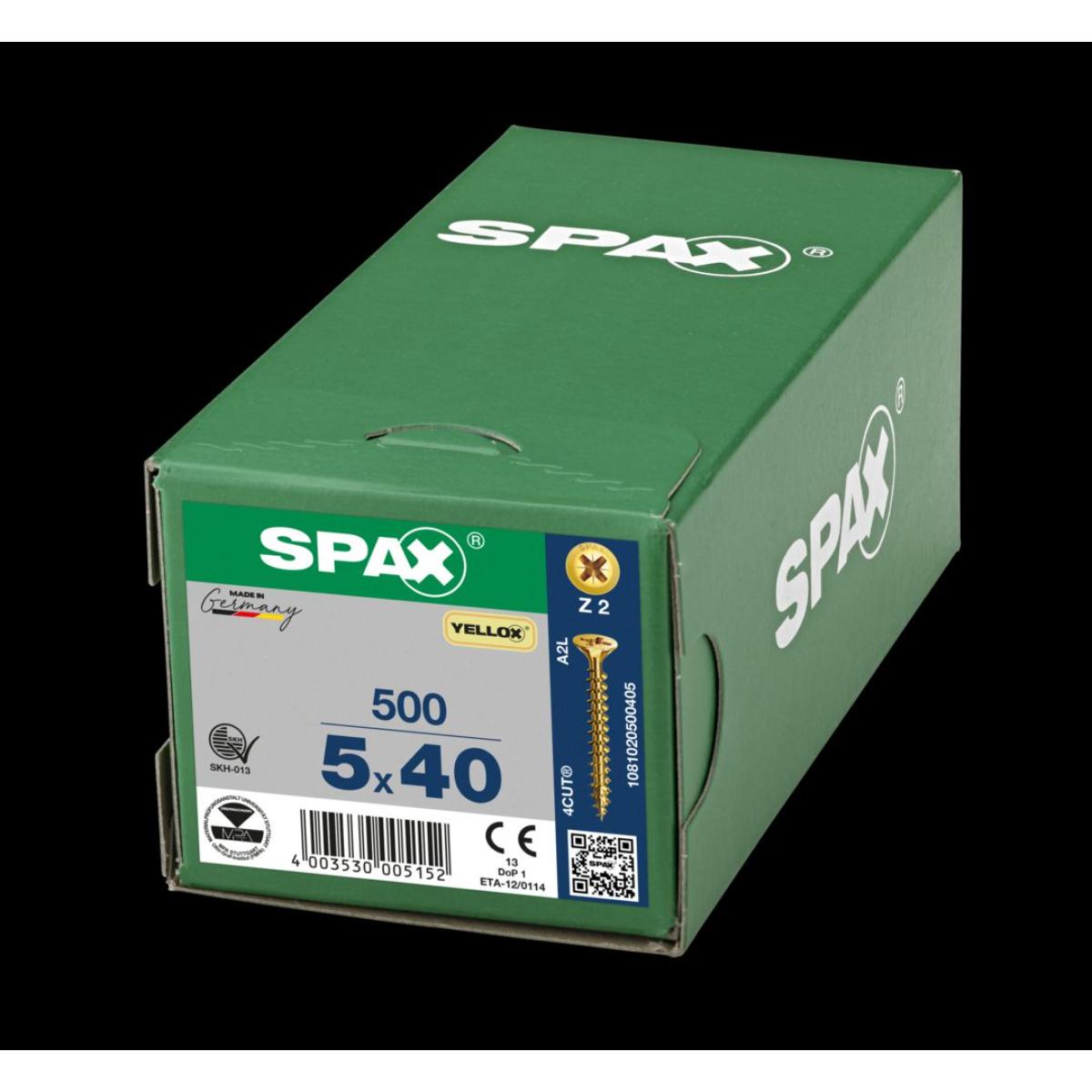 SPAX Senkmultikopf Kreuzschlitz Z2 Vollgewinde YELLOX, 500 Stück
