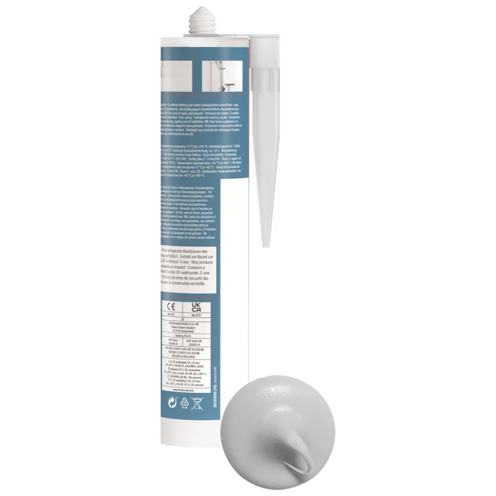 Fischer Sanitärsilikon Sanitary Pro SI (DSSA) grau 310 ml