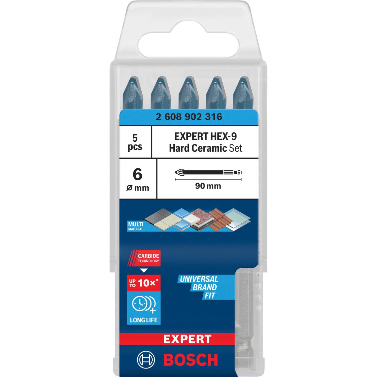 Bosch EXPERT HEX-9 Hard Ceramic HEX-9 Bohrer 6 x 90 mm, 5-Stück