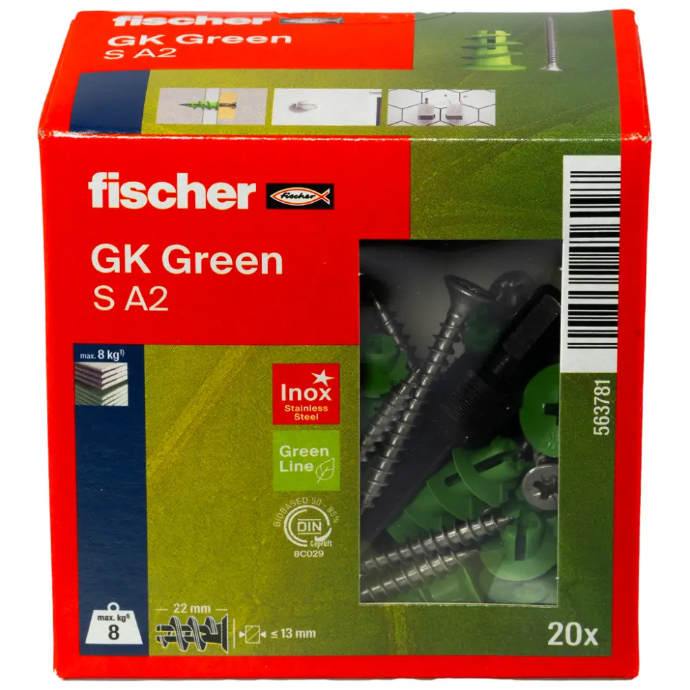 Fischer Gipskartondübel GK Green S mit Schraube A2