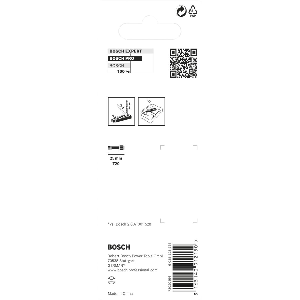 Bosch PRO Schrauberbit-Set Impact Control, 8-teilig, mit T15, 25 mm