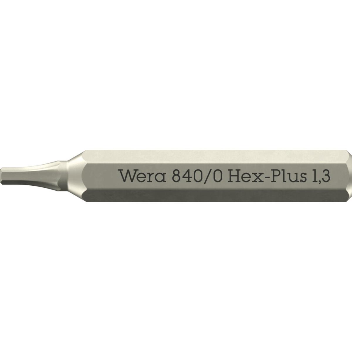 Wera 840/0 Micro Bits Hex-Plus für Innensechskantschrauben, 1,3 x 30 mm