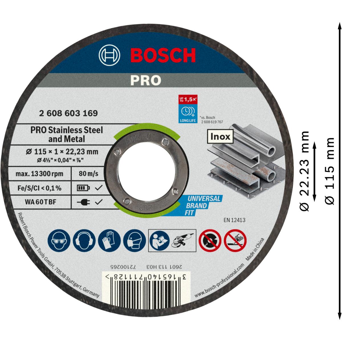 Bosch PRO Stainless Steel and Metal Trennscheibe, gerade, 100 Stück