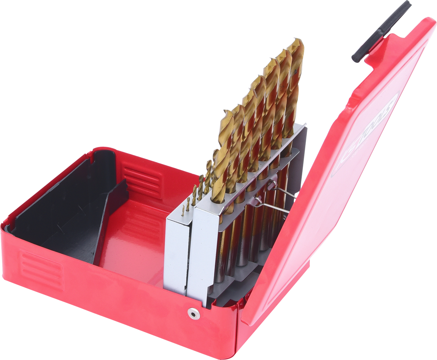 KS Tools HSS TiN Spiralbohrer-Satz, Stahlblechkassette 19-tlg 1-10mm