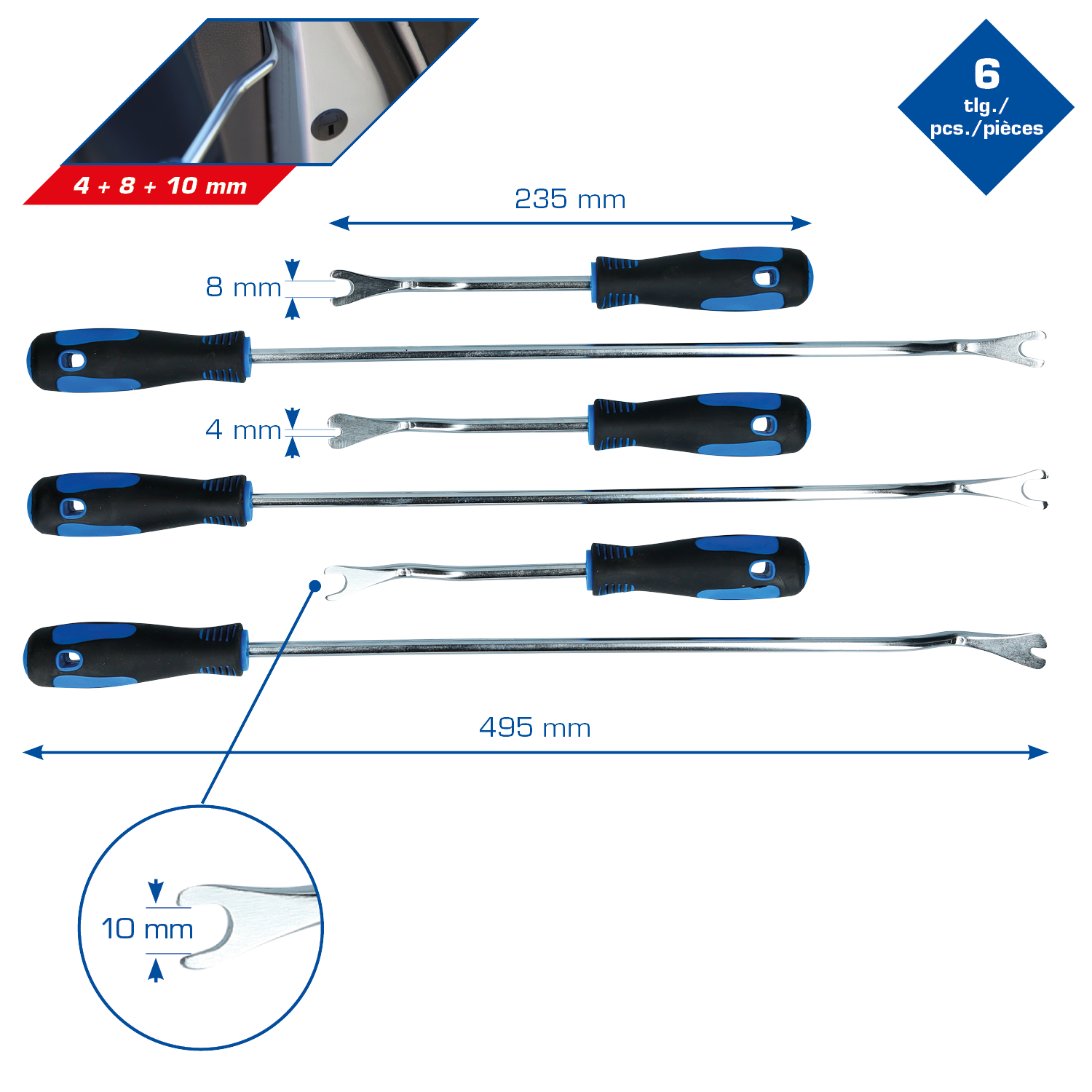 Brilliant Tools Lösewerkzeug-Satz für Verkleidungsclips, 6-tlg - BT511045
