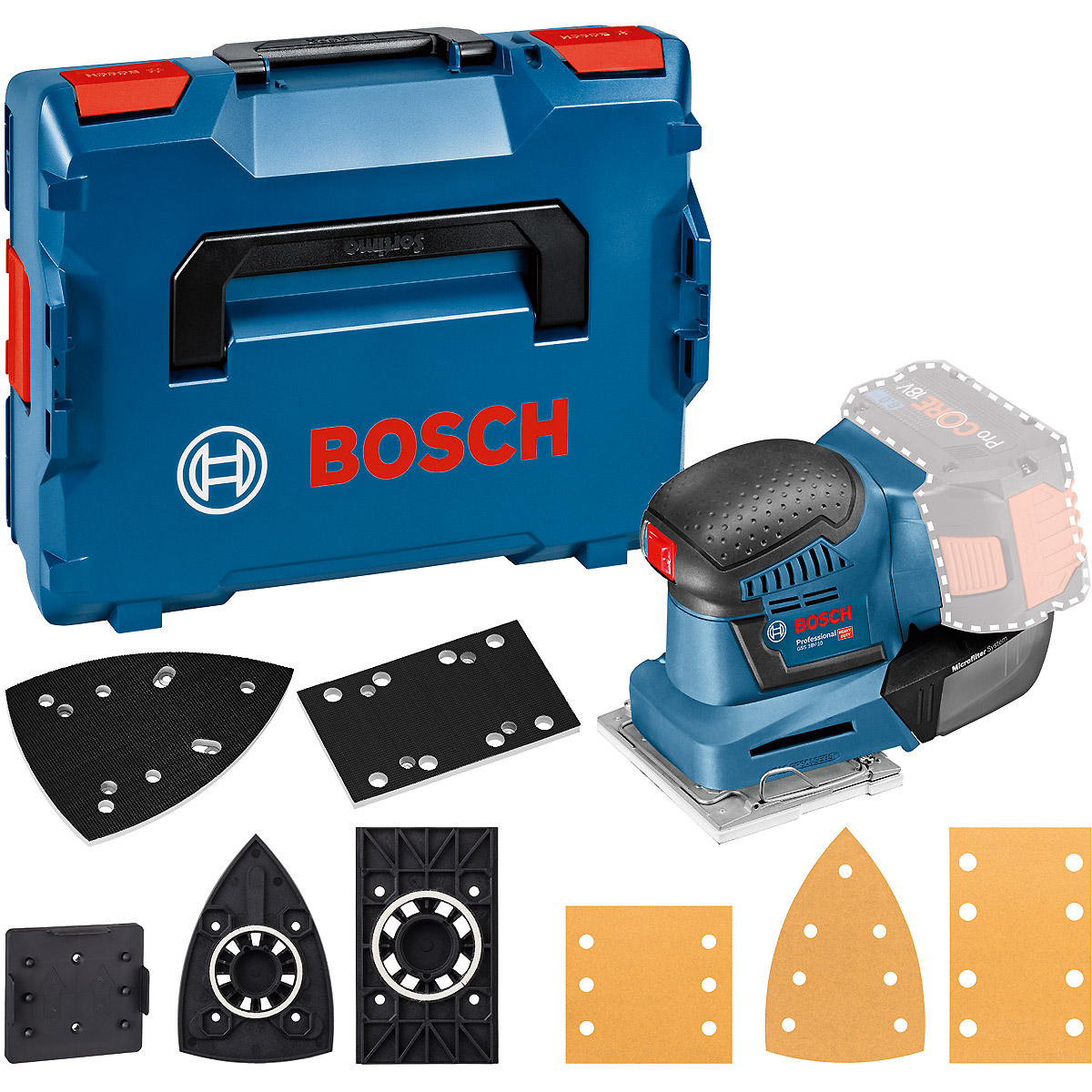 Bosch Akku-Schwingschleifer GSS 18V-10, Solo Version, L-BOXX