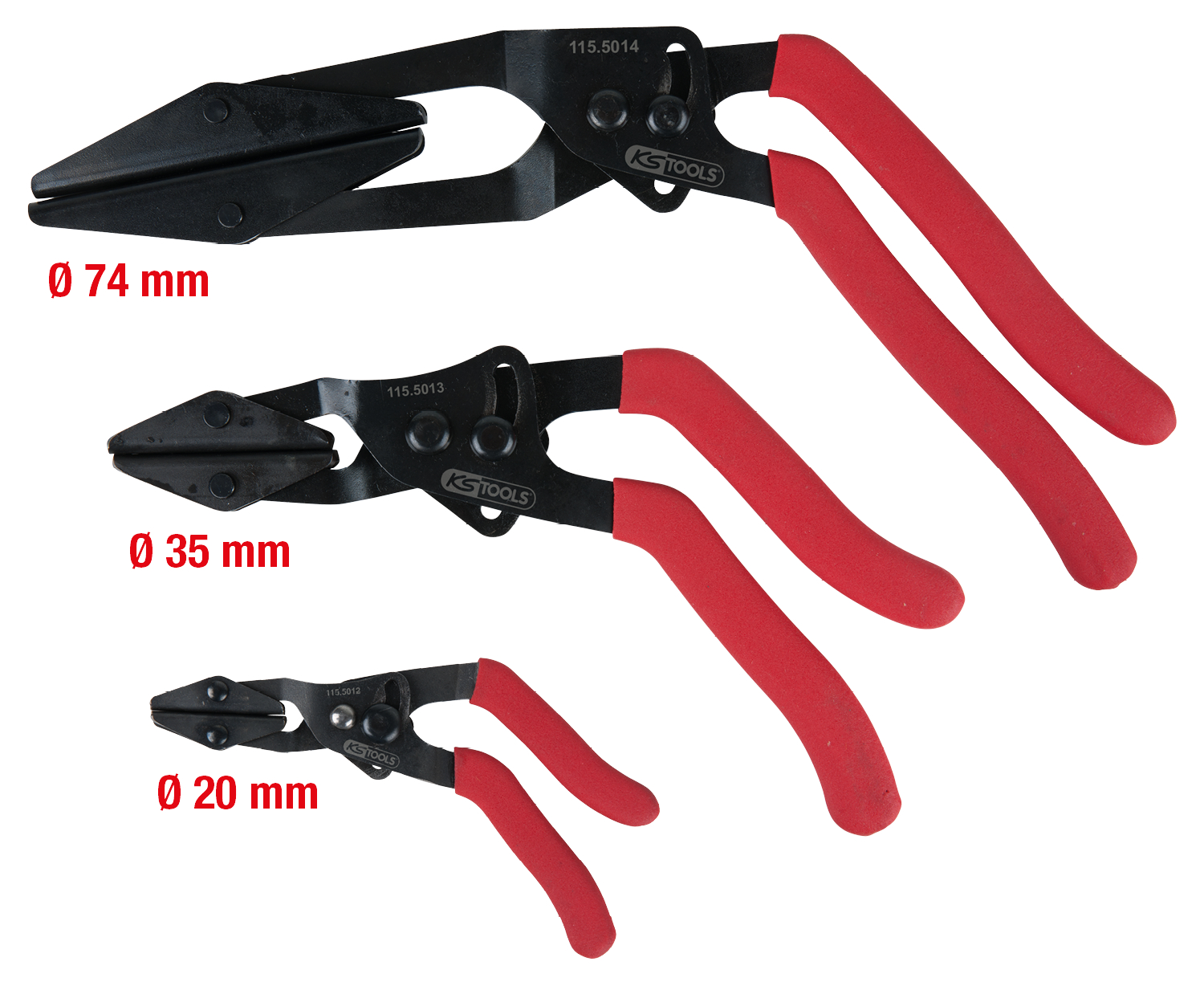 KS Tools Stufenloser Schlauch-Abklemm-Zangen-Satz, abgewinkelt, 3-tlg