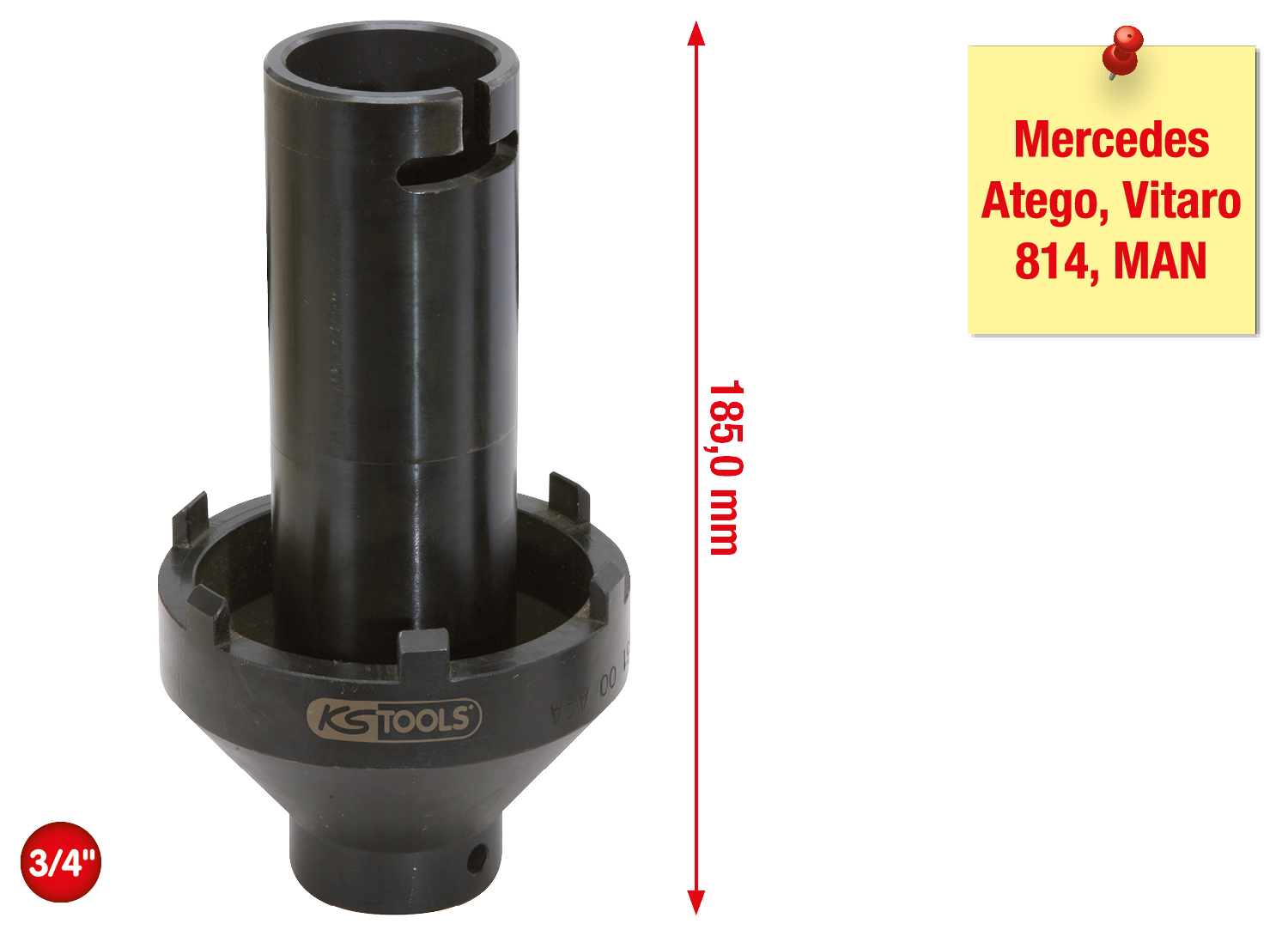 KS Tools 3/4" Nutmuttern-Schlüssel mit 6 Zapfen für Mercedes, 80-95mm