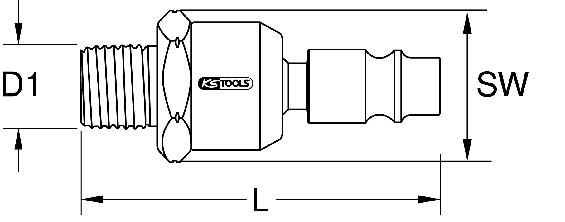 KS Tools 1-4'' Metall-Kugelgelenk-Stecknippel, 56mm