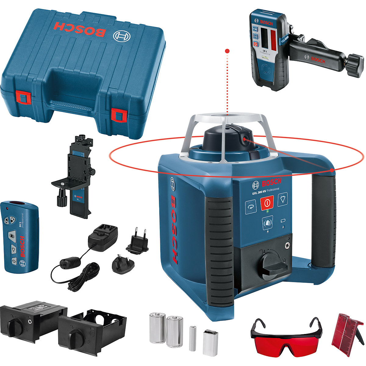 Bosch Rotationslaser GRL 300 HV, mit RC 1, WM 4 und LR 1