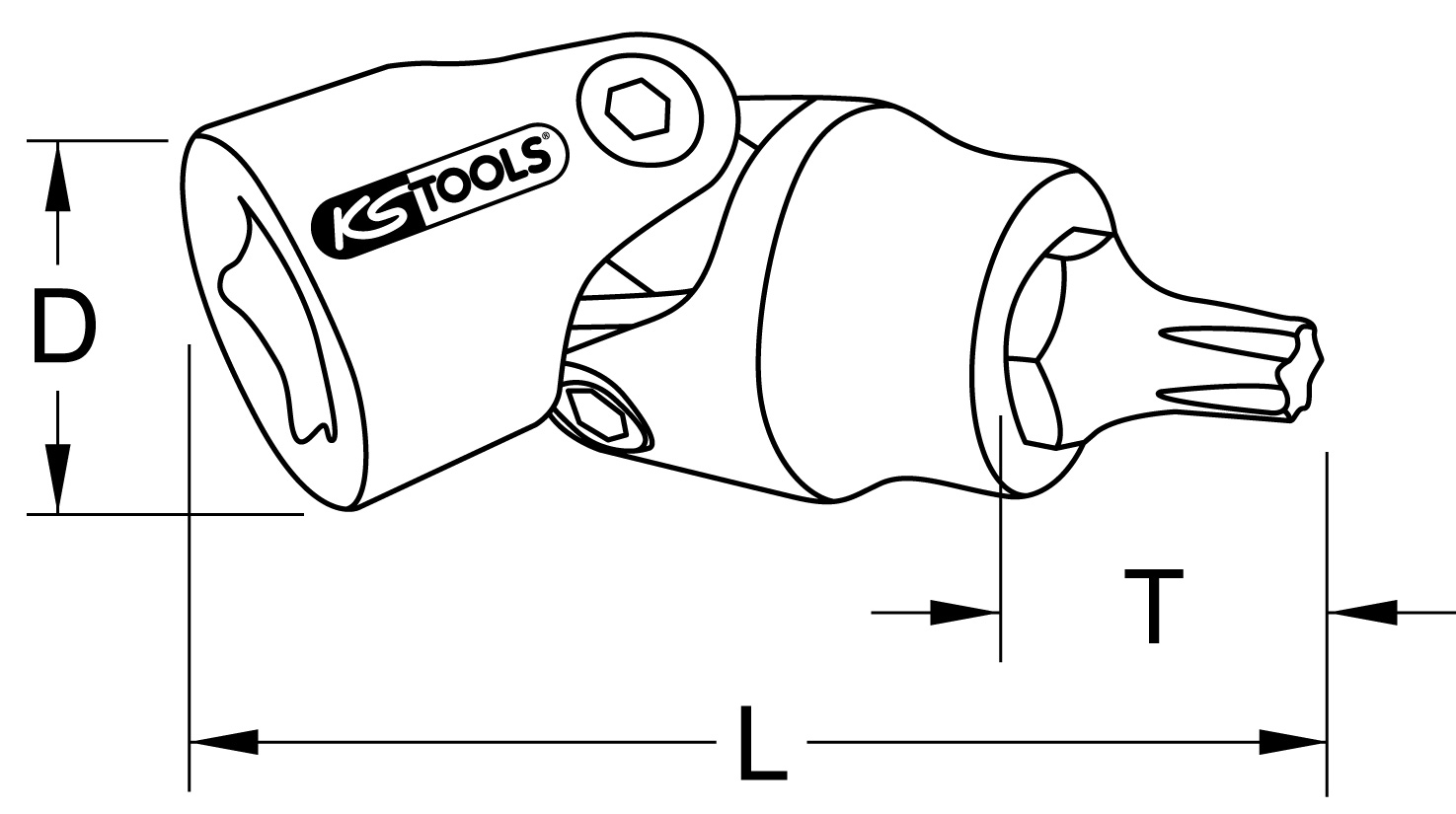 KS Tools 1/4" CHROMEplus Gelenk-Bit-Stecknuss 