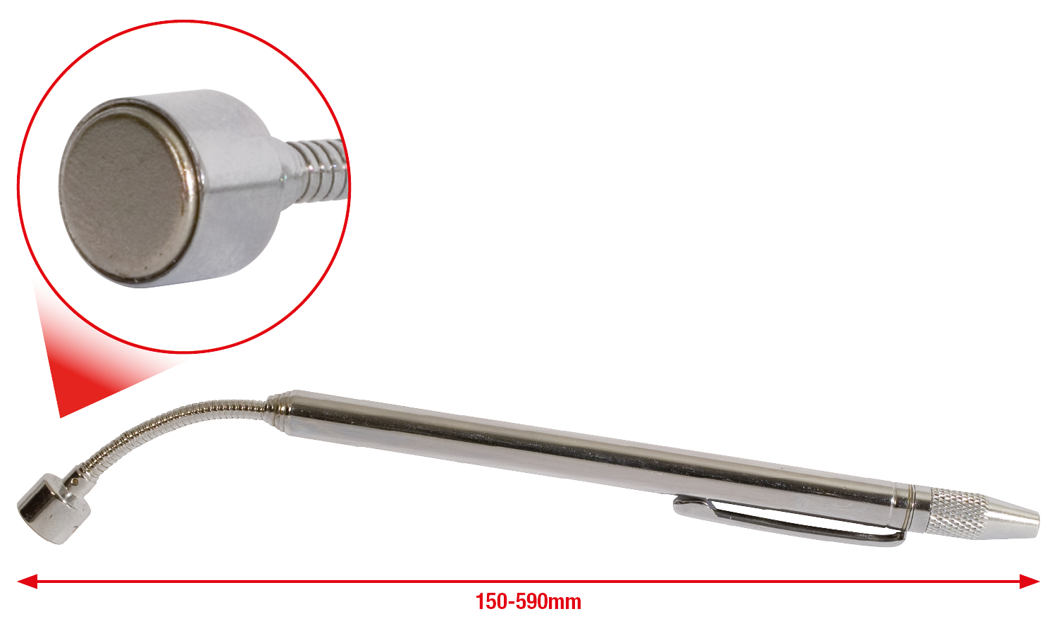 KS Tools 2in1 Teleskop-Magnetheber mit Waschdüsen-Reinigungs- und Einstellwerkzeug, 150-590mm