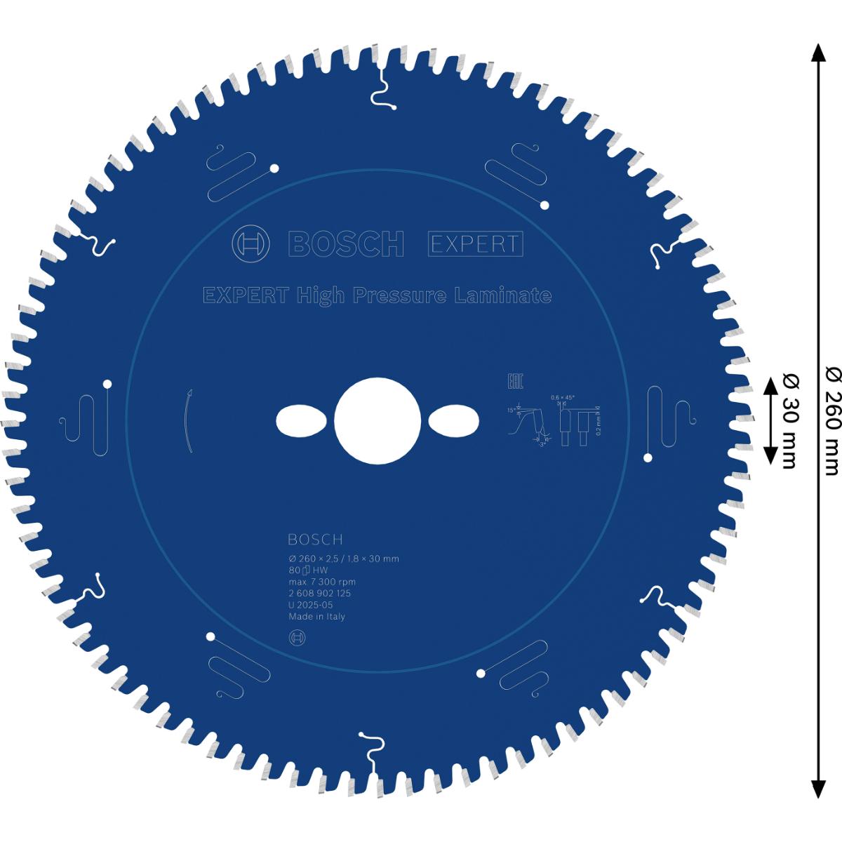 Bosch EXPERT High Pressure Laminate Kreissägeblatt, 260x30 mm, Z80
