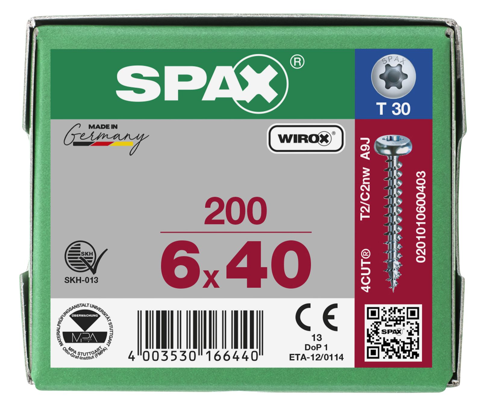 SPAX Halbrundkopf T-Star Plus T30 Vollgewinde WIROX, 200 Stück