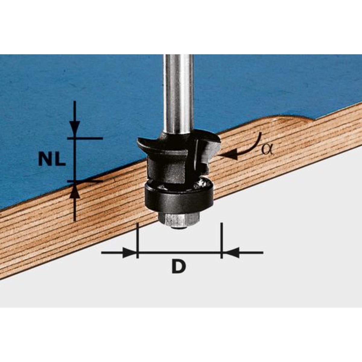 Festool Fase-Bündigfräser HW S8 D24/0° +45°
