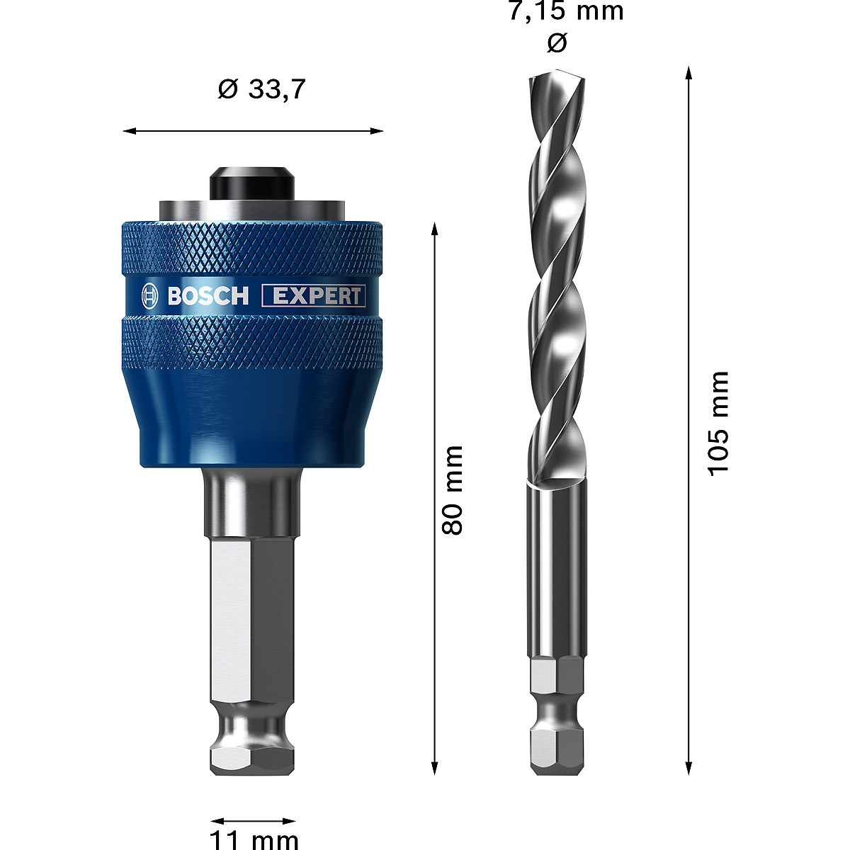 Bosch EXPERT Power Change Plus Adapter, Hex 11, HSS-G 7.15x105