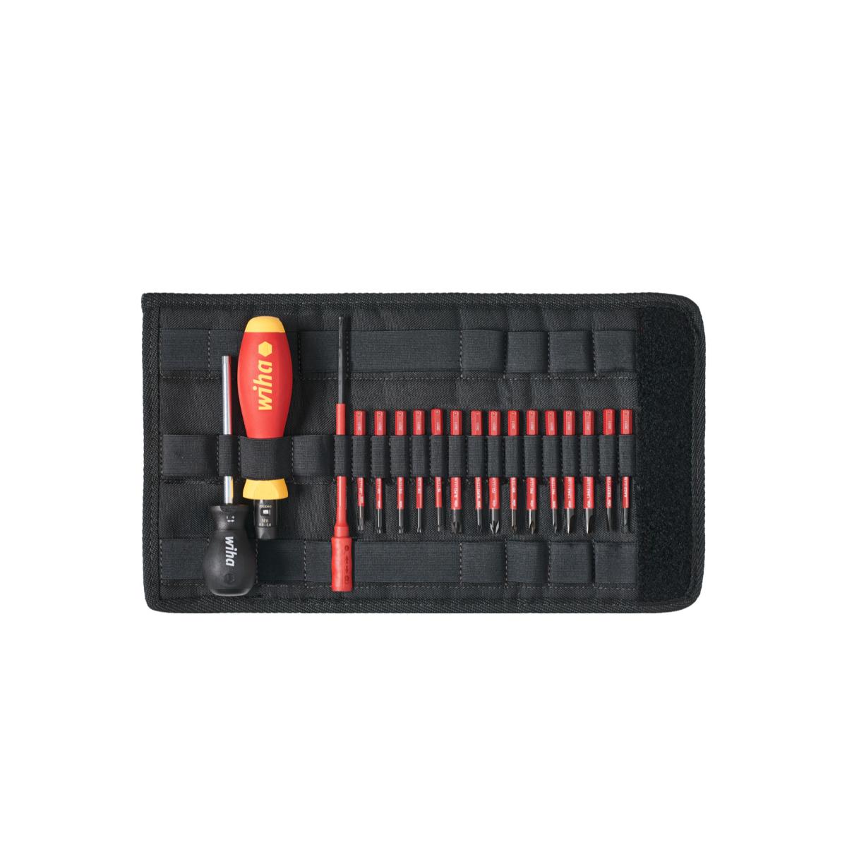 Wiha Drehmoment-Schraubendreher Set TorqueVario -S electric 0,8-5,0 Nm gemischt 19-teilges Set variabel einstellbare Drehmomentbegrenzung mit Falttasche
