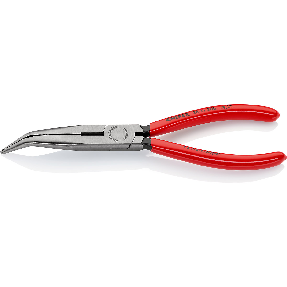 KNIPEX Flachrundzange mit Schneide atramentiert mit angewinkelten Backen (Storchschnabelzange)