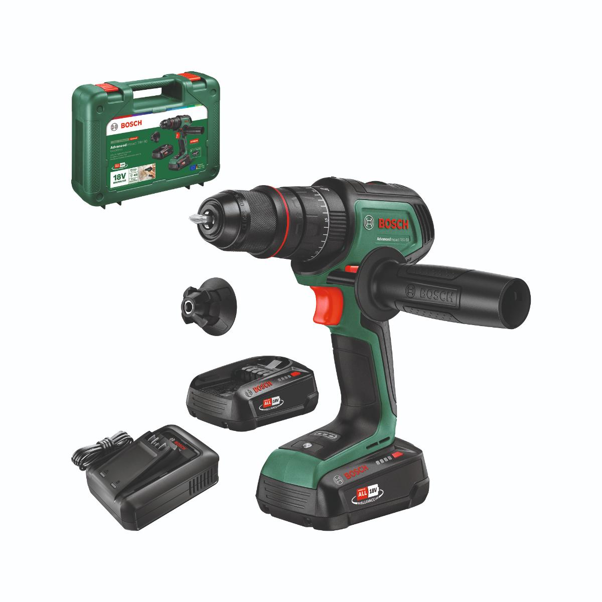 Bosch Akku-Schlagbohrmaschine AdvancedImpact 18V-80 QuickSnap,2 x Akku PBA 18V 2.5Ah