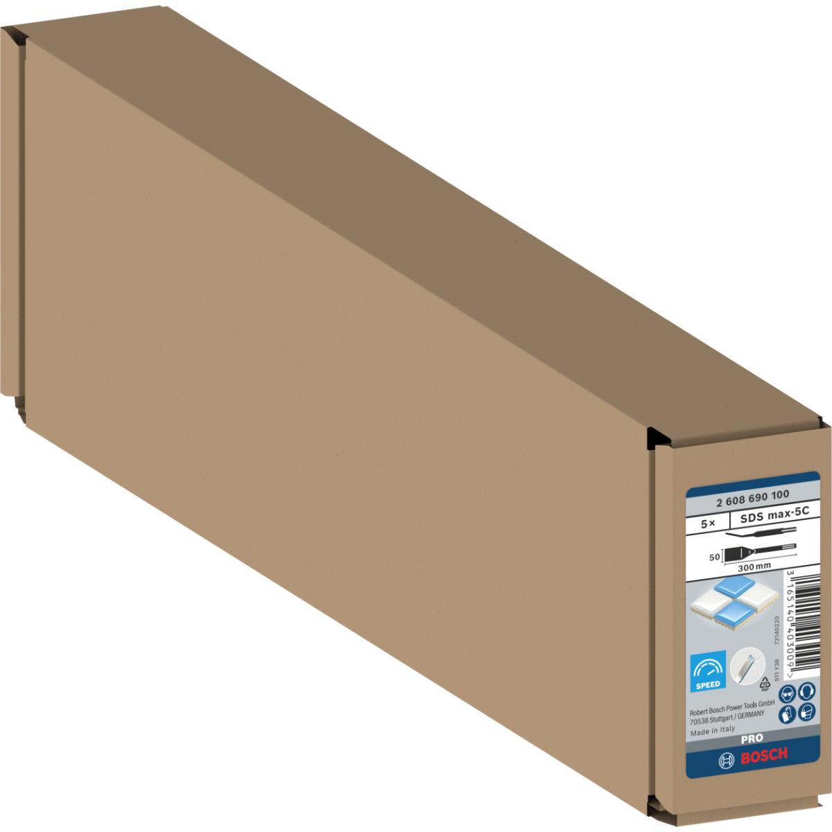 Bosch PRO Fliesenmeißel mit SDS max-Aufnahme, 300 x 50 mm, 5er-Pack